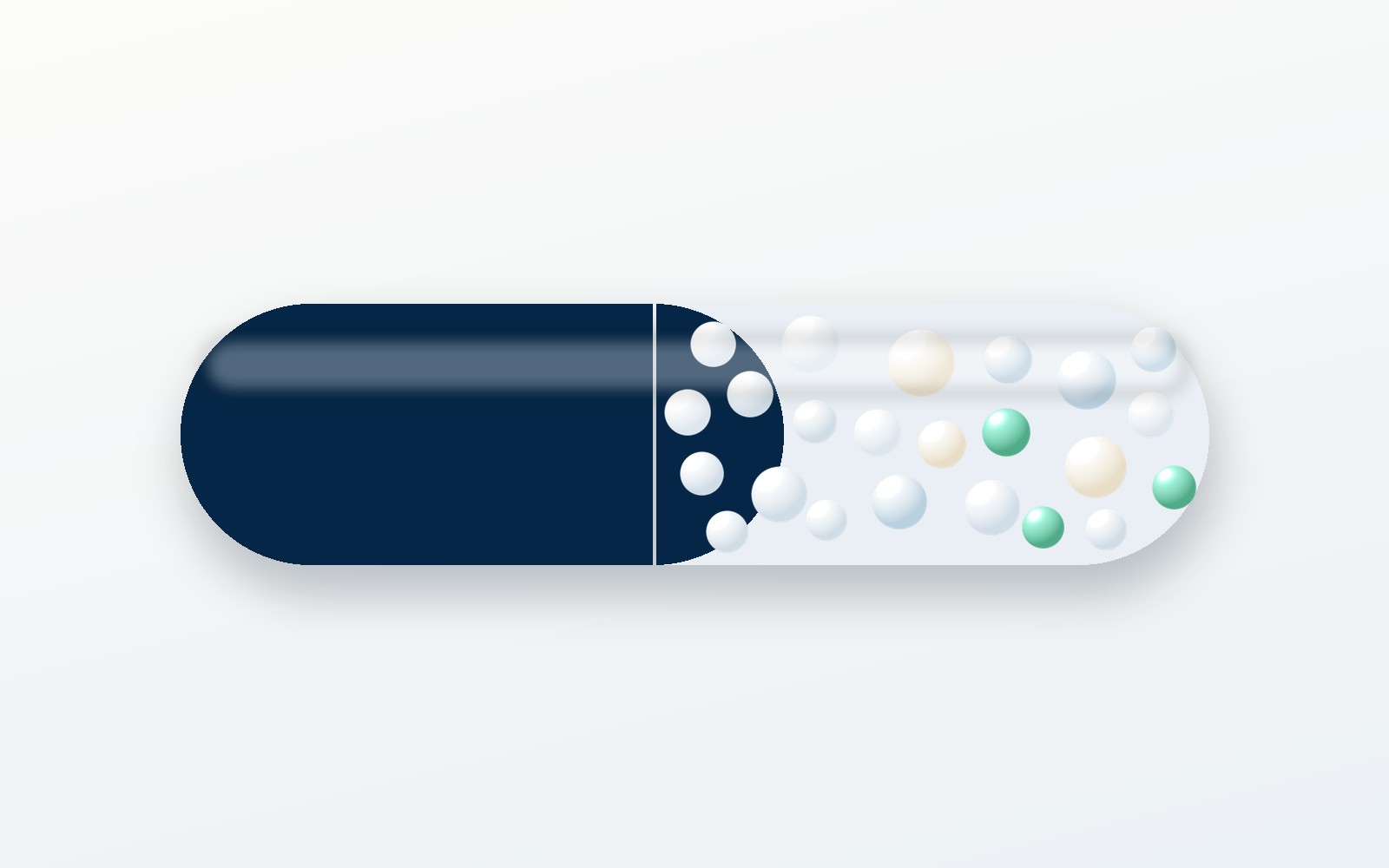Cross-section of a capsule filled with coated pellets